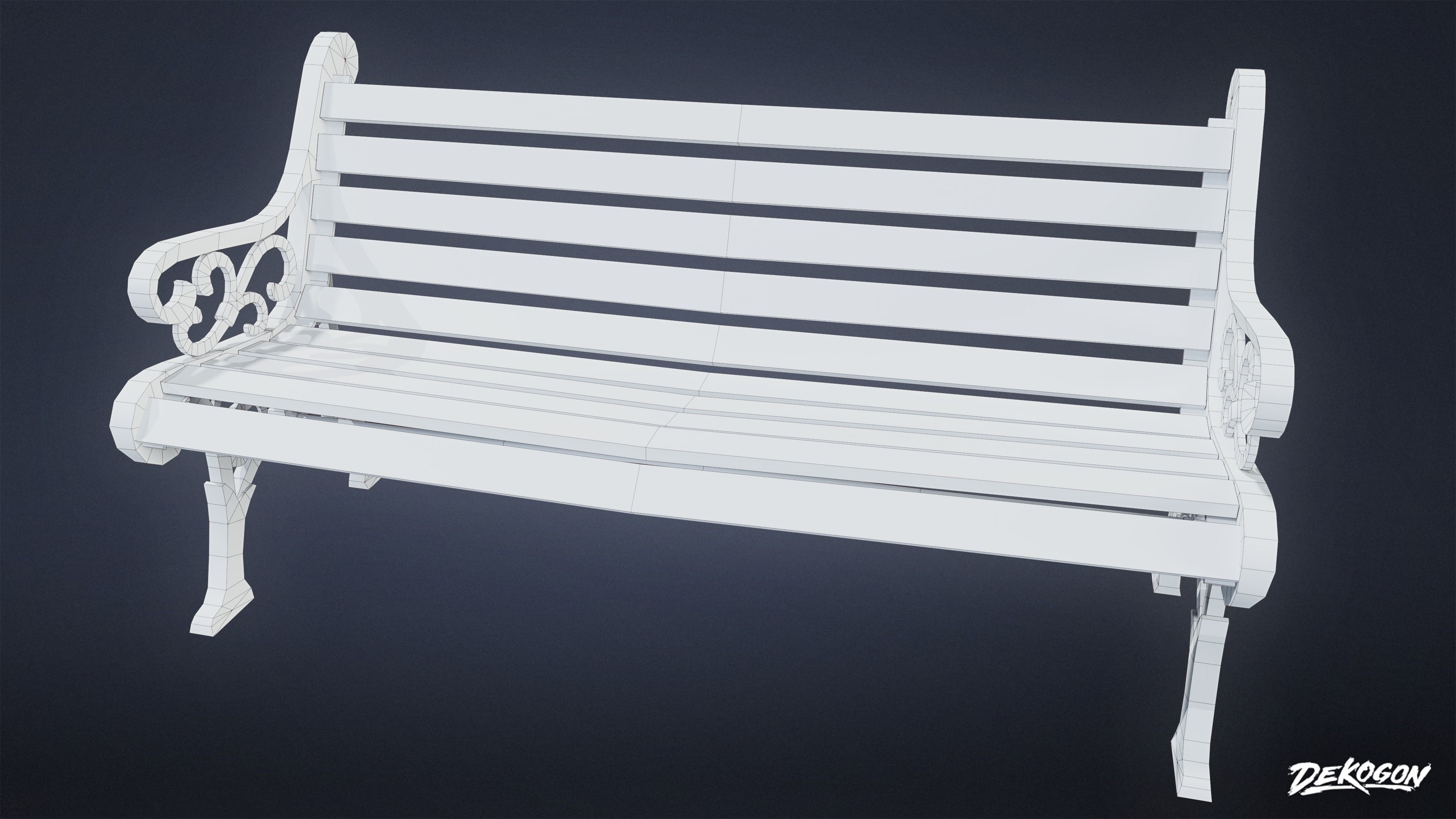 SUBURBS - Bench Park 01 - LOW POLY AND NANITE Low-poly 3D model_7