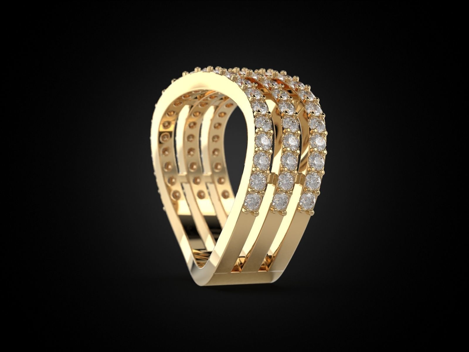 Ring three curves 3D print model_2