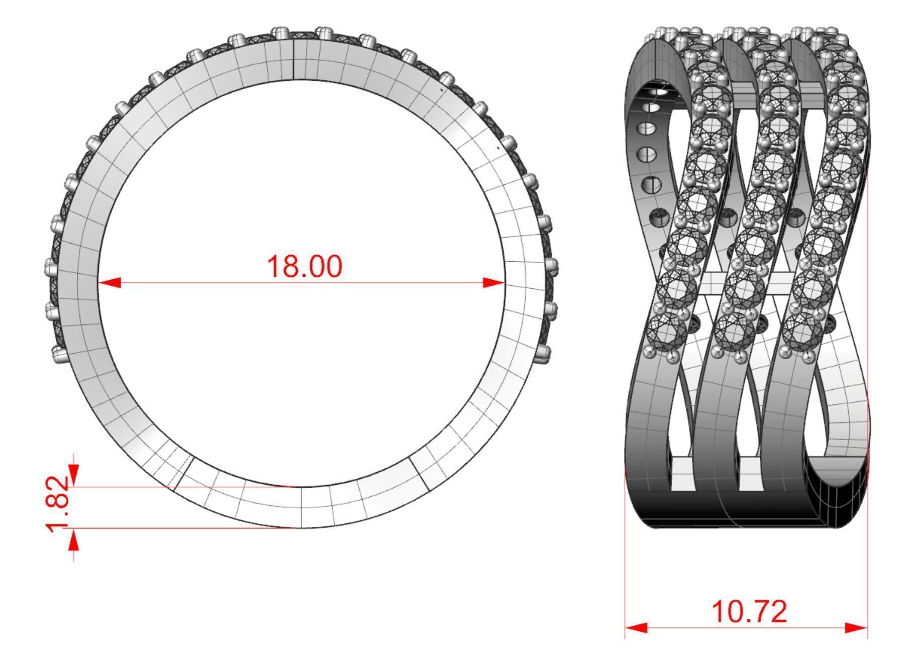 Ring three curves 3D print model_8