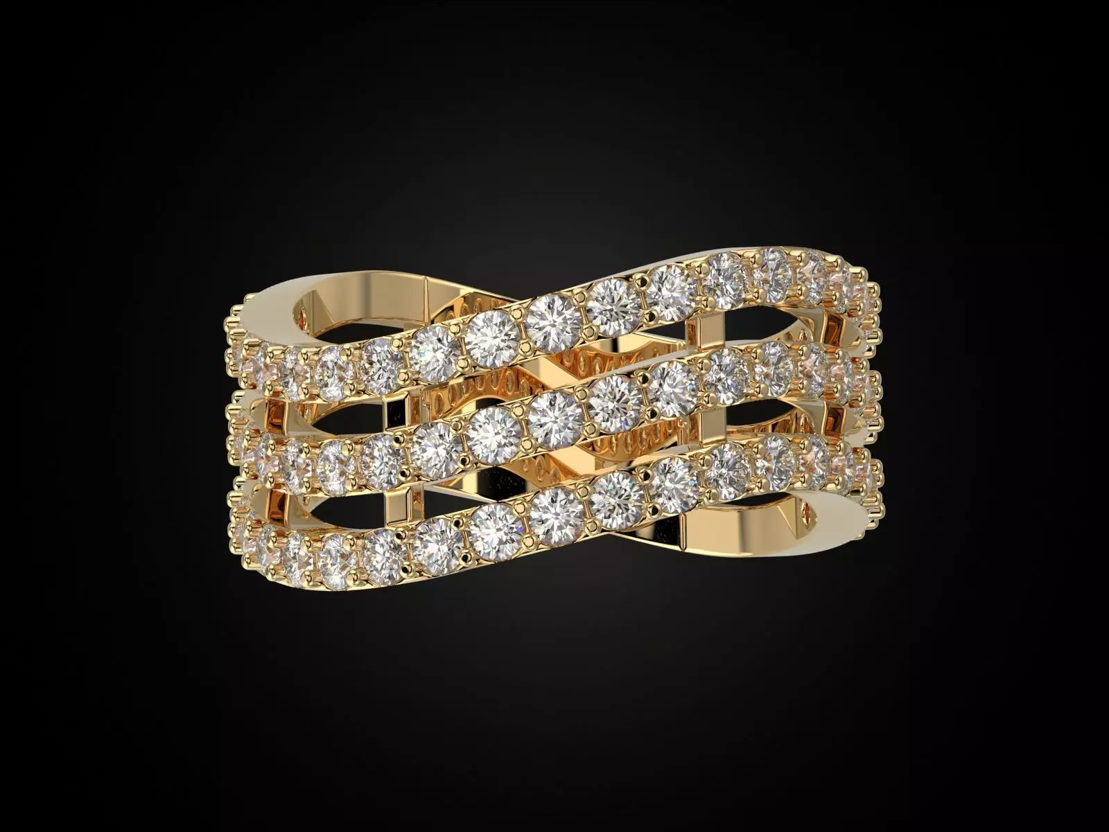 Ring three curves 3D print model_0