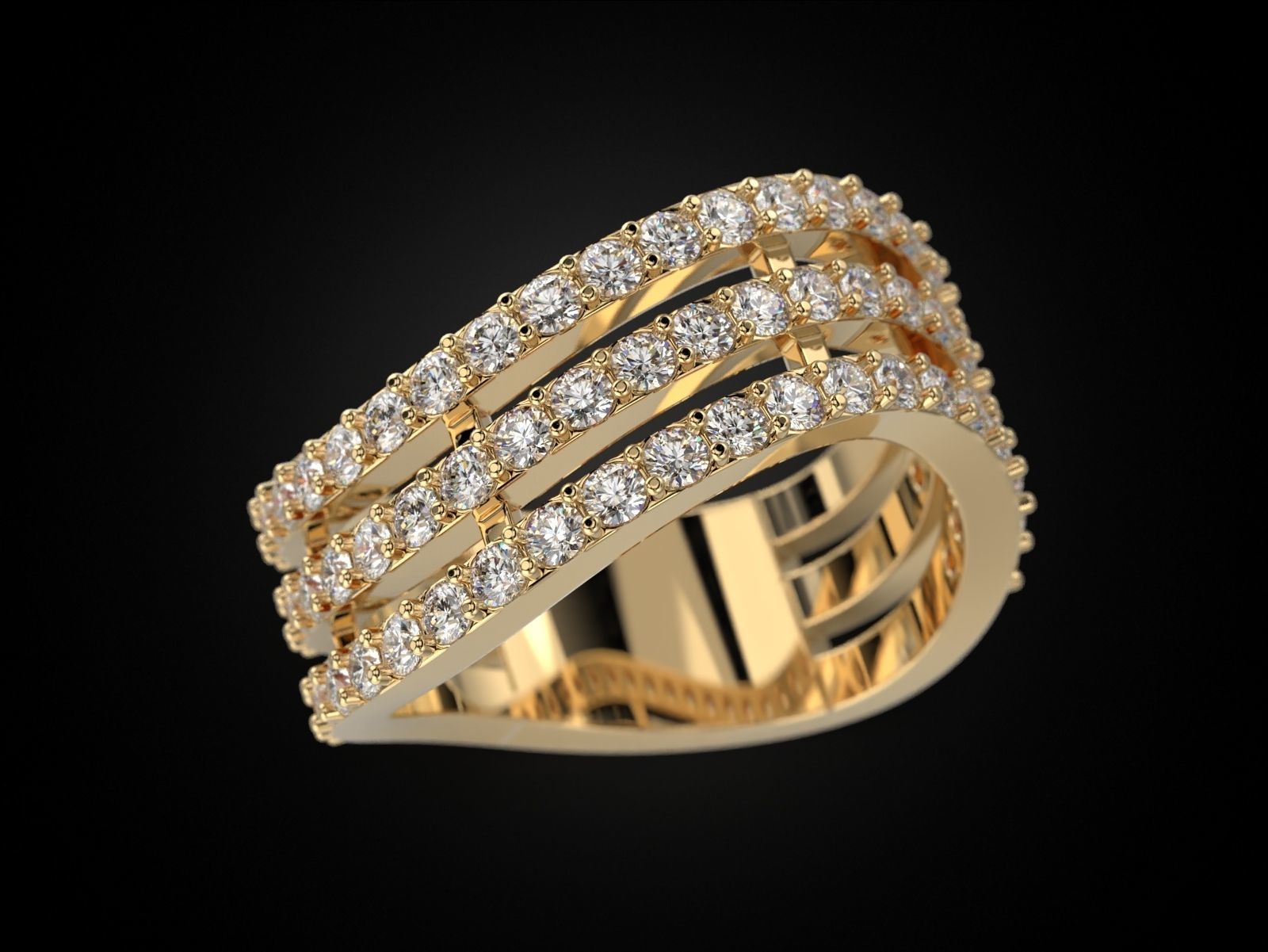 Ring three curves 3D print model_3