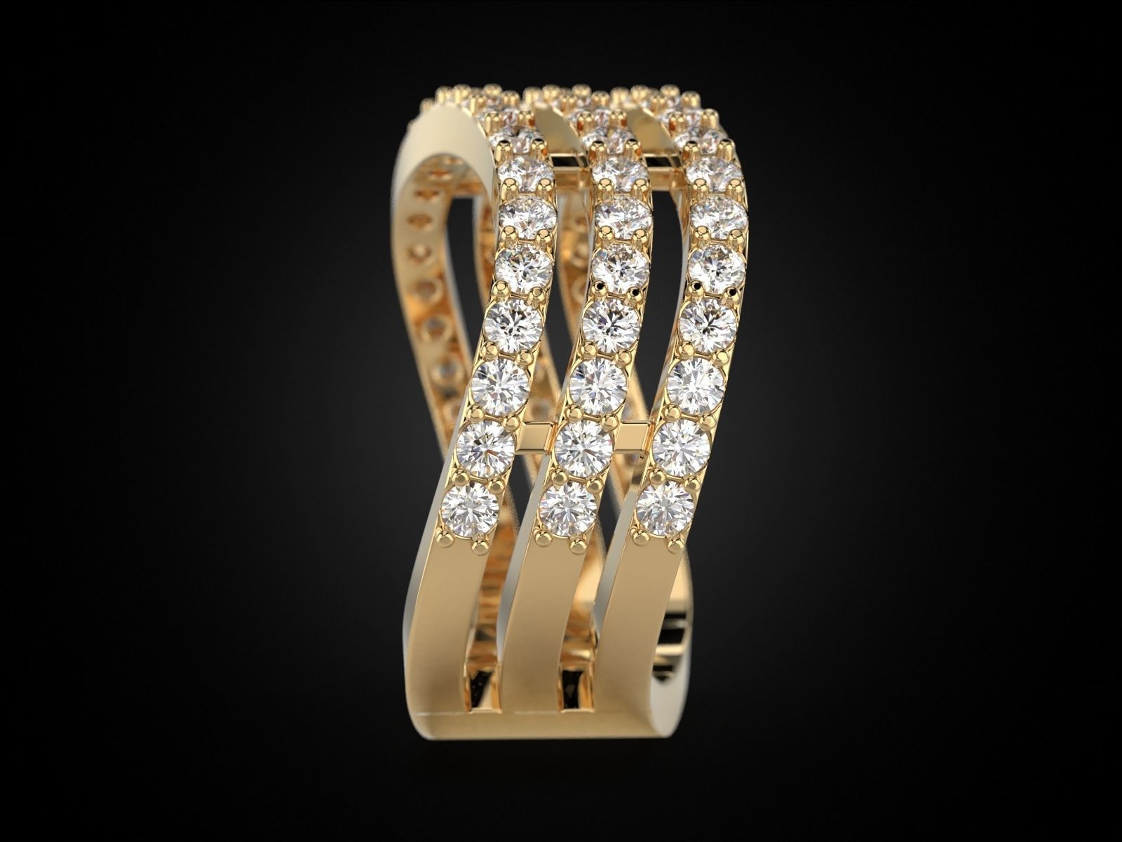 Ring three curves 3D print model_1