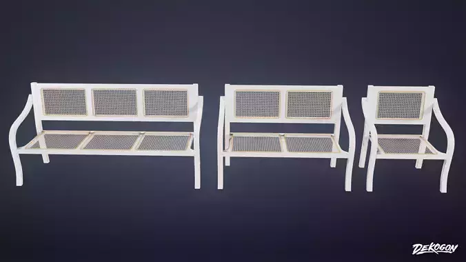 SUBURBS - Bench Wicker 01 - LOW POLY AND NANITE