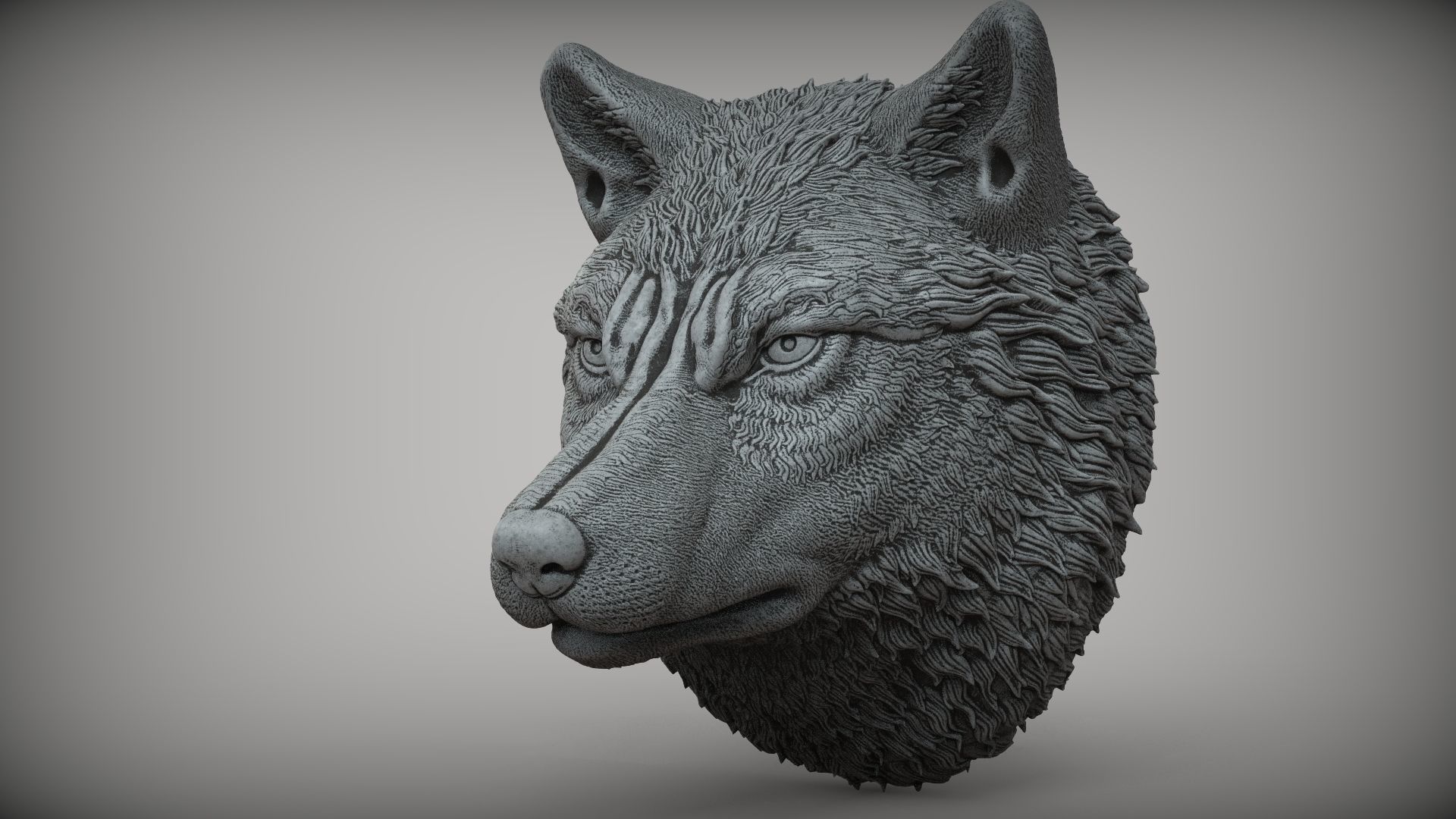 Wolf Head 3D print model_3