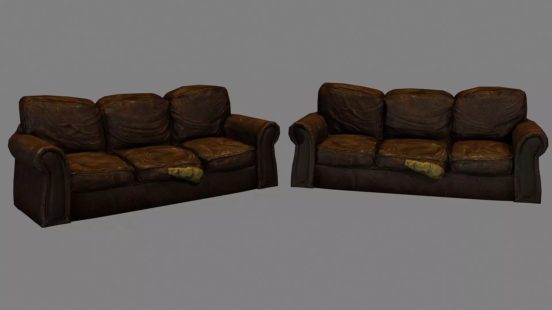 Damaged Couch Low-poly 3D model_0