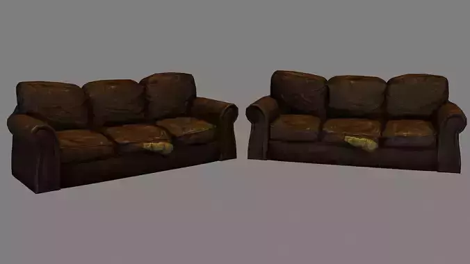 Damaged Couch Low-poly 3D model