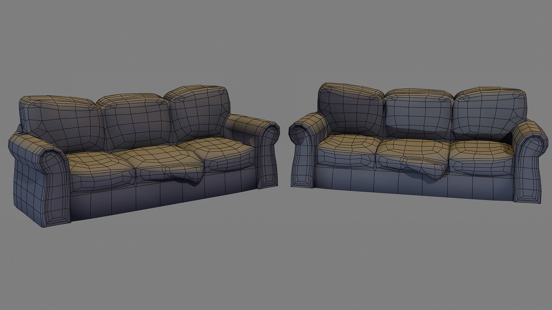 Damaged Couch Low-poly 3D model_1