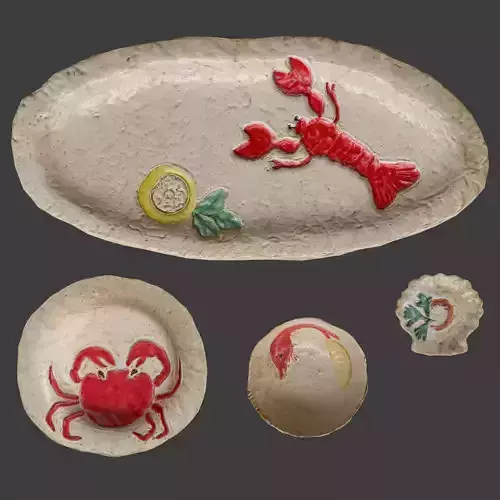 Ceramic plate set with sea animal detail  Zara Home