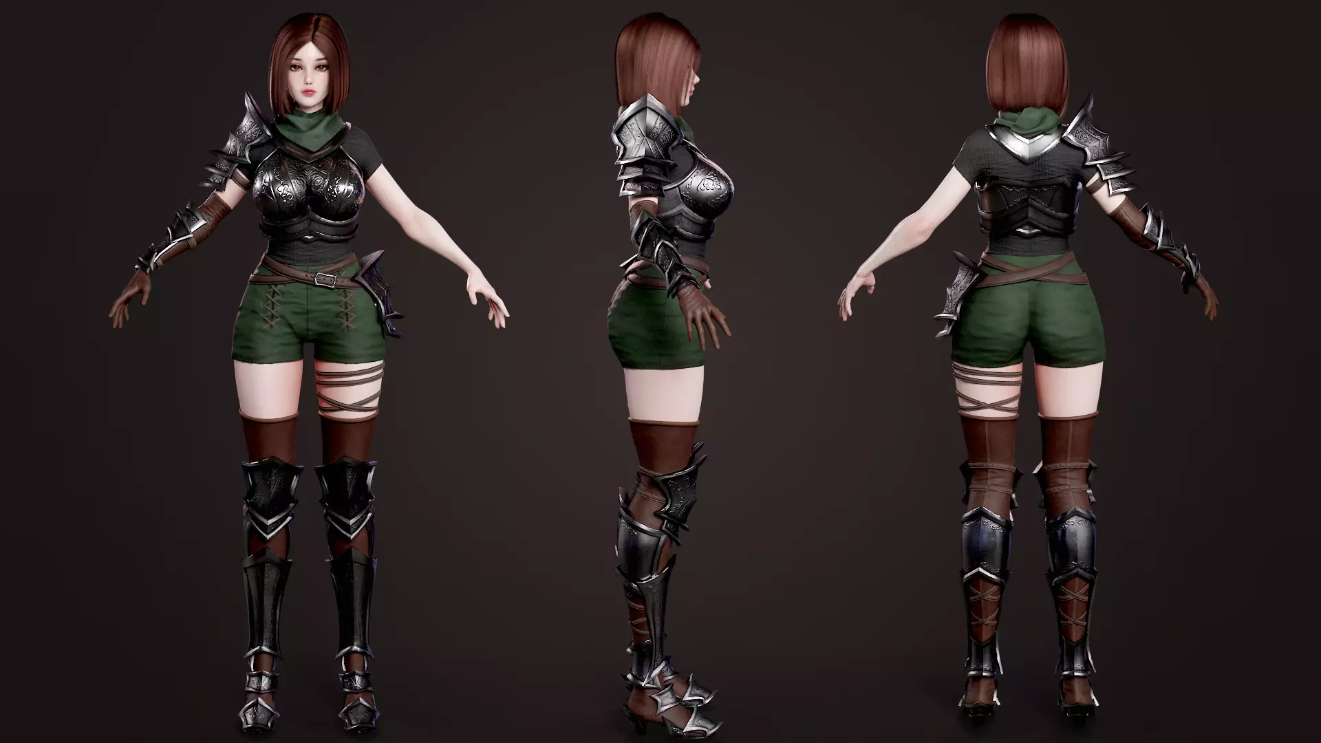 Warrior Girl Low-poly 3D model_2