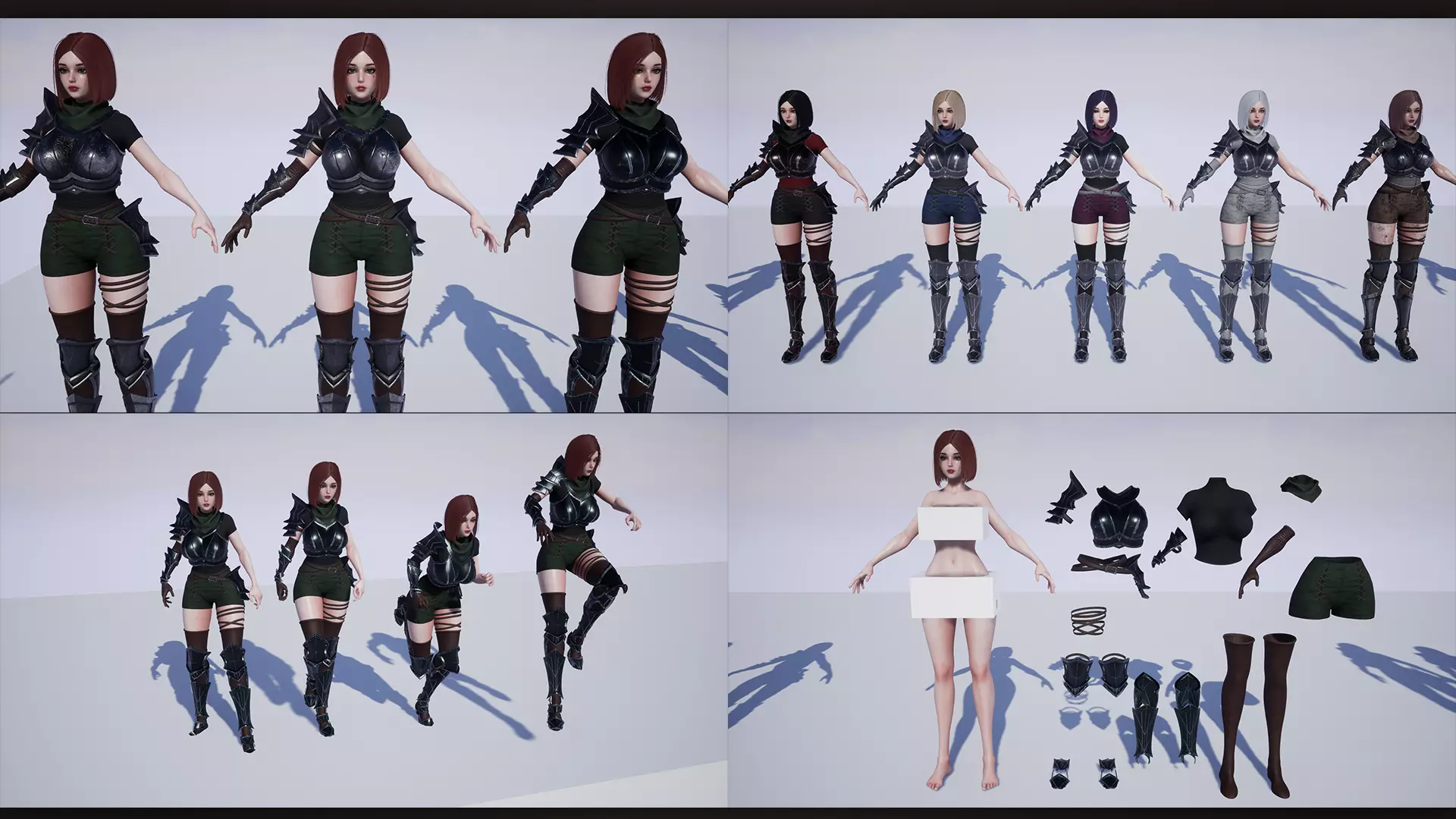 Warrior Girl Low-poly 3D model_12