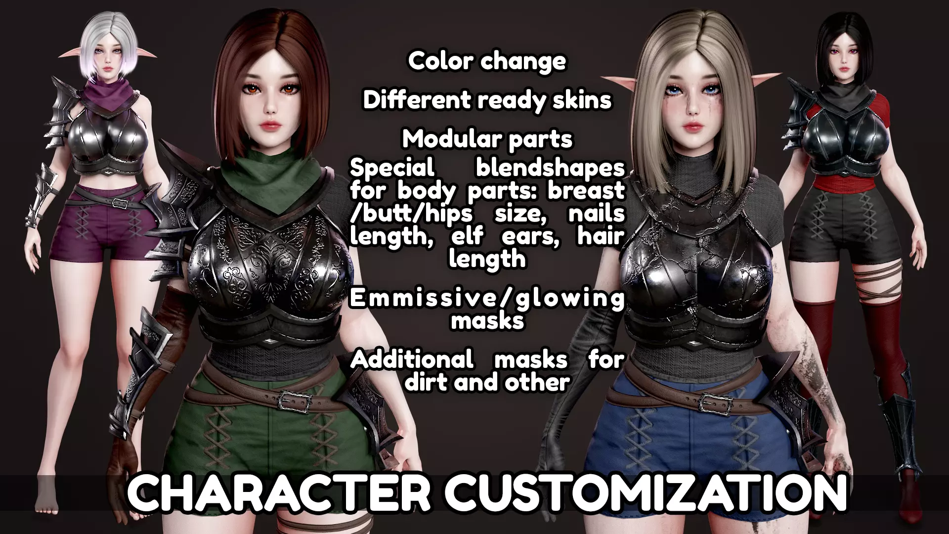 Warrior Girl Low-poly 3D model_5