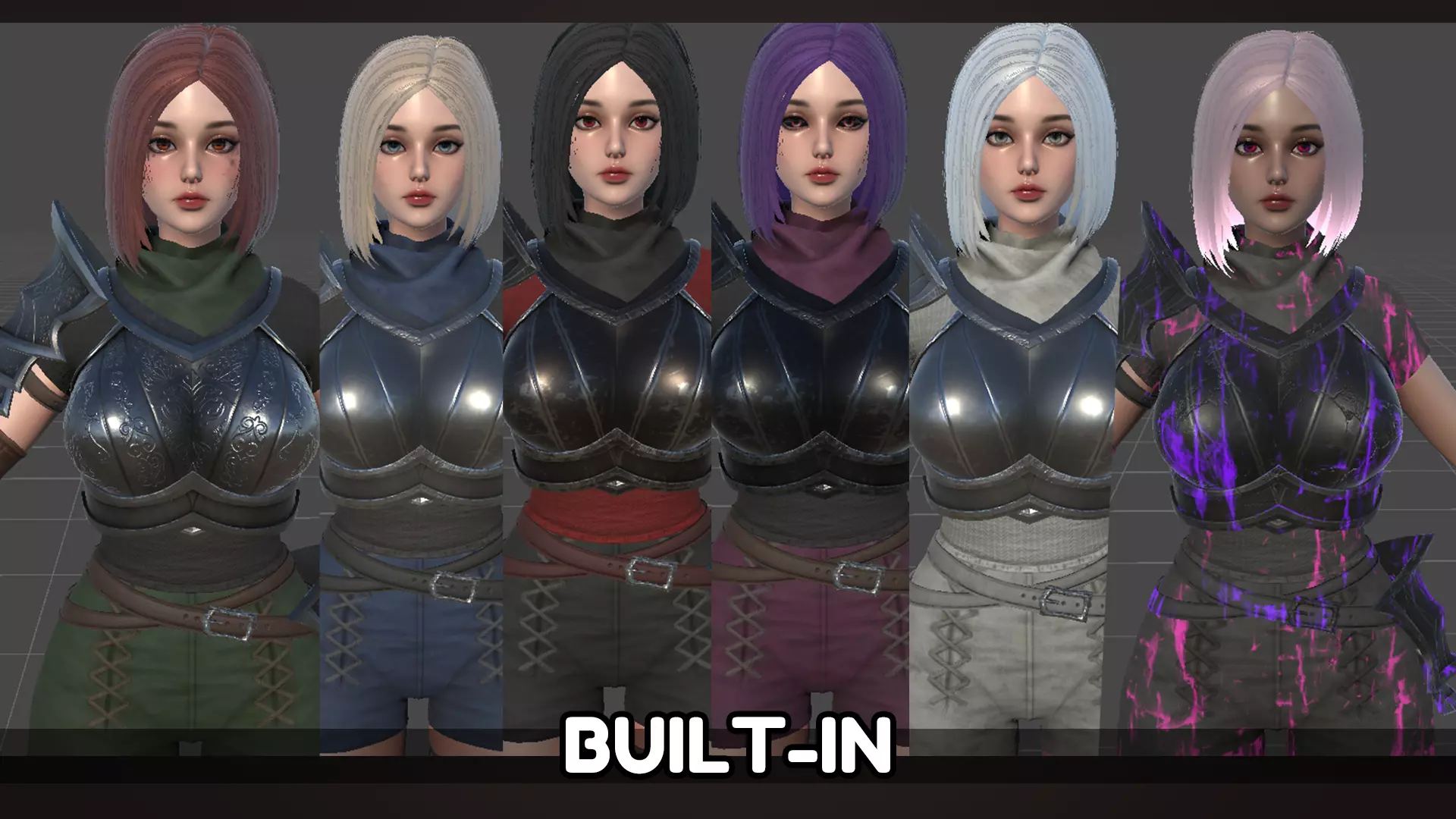 Warrior Girl Low-poly 3D model_16