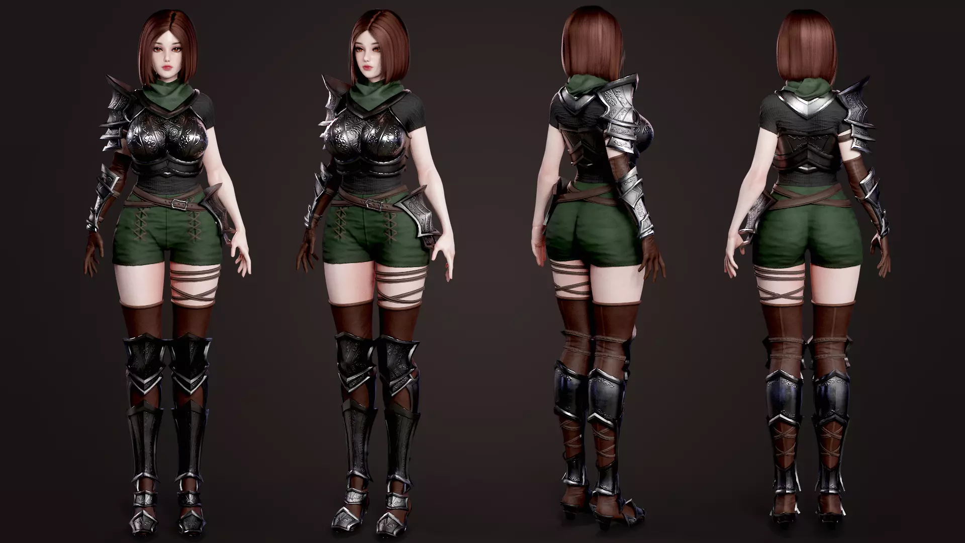 Warrior Girl Low-poly 3D model_1