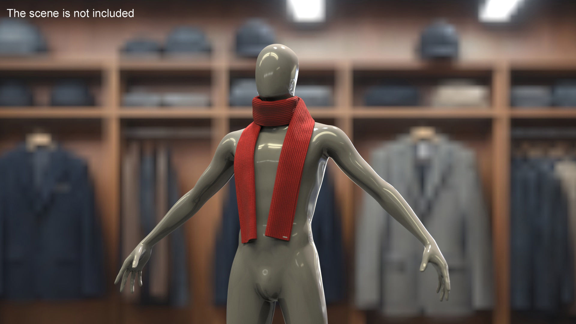 Red Scarf Once Around Tied 3D model