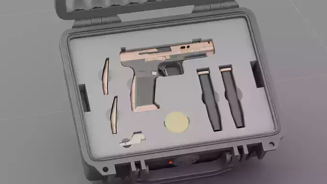 Canik TTI-Combat with Pelican Case Low-poly 3D model