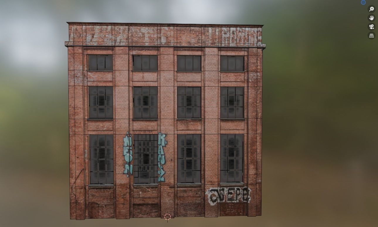 Street wall building Low-poly 3D model_4