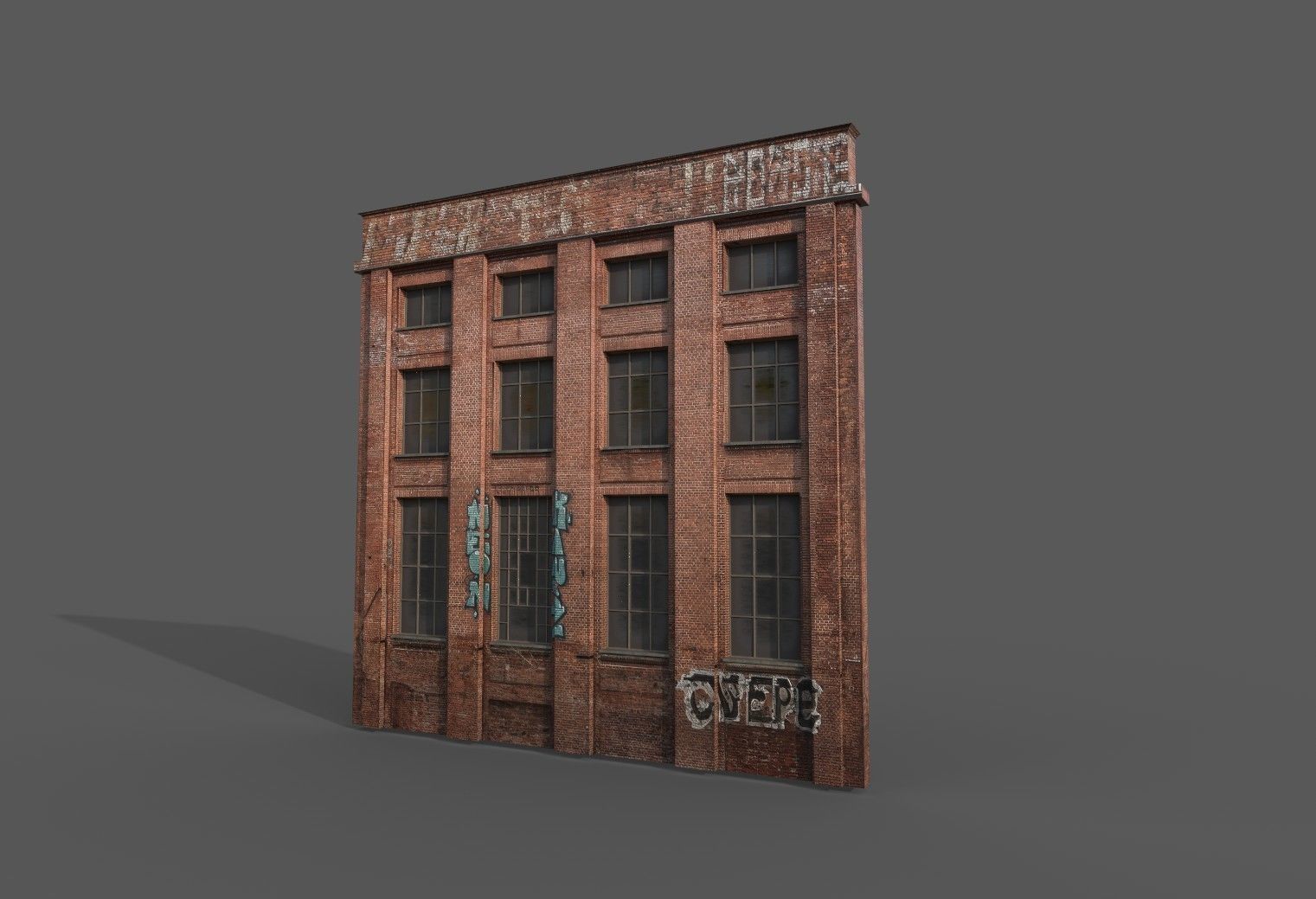 Street wall building Low-poly 3D model_2