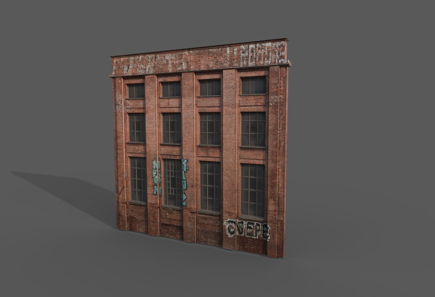 Street wall building Low-poly 3D model_3