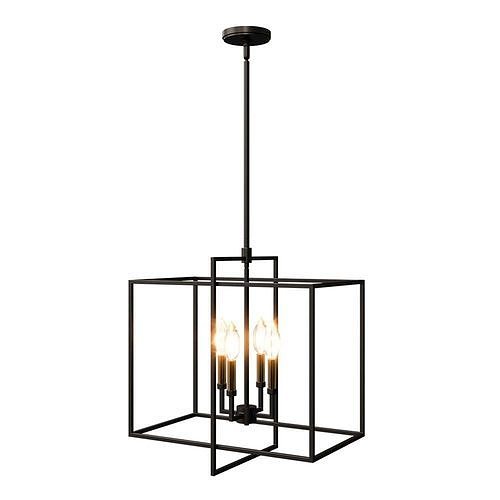 Noa 4-Light Pendant Matte Black with Aged Brass Free 3D model