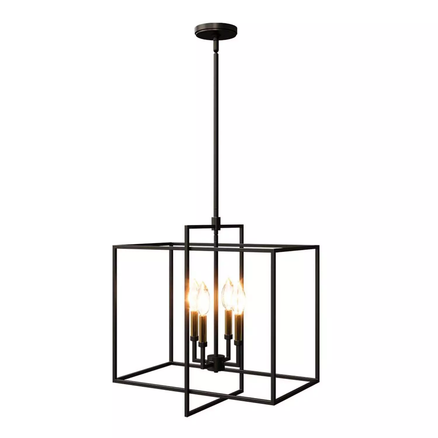 Noa 4-Light Pendant Matte Black with Aged Brass Free 3D model