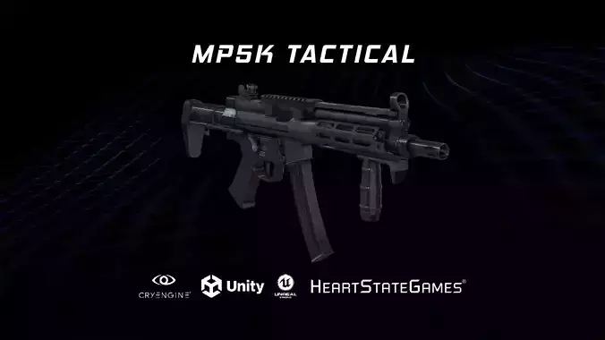SMG 3 - MP5K Sub-Machinegun - 4K Game Ready Low-poly 3D model SMG 3 - MP5K Sub-Machinegun - 4K Game Ready Low-poly 3D model
