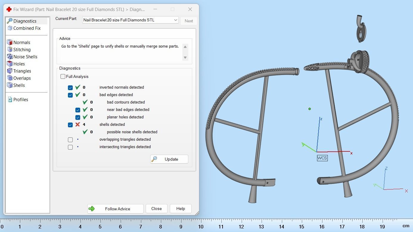 Juste un clou Bracelet 20 Size Full Diamonds N209 3D print model_10