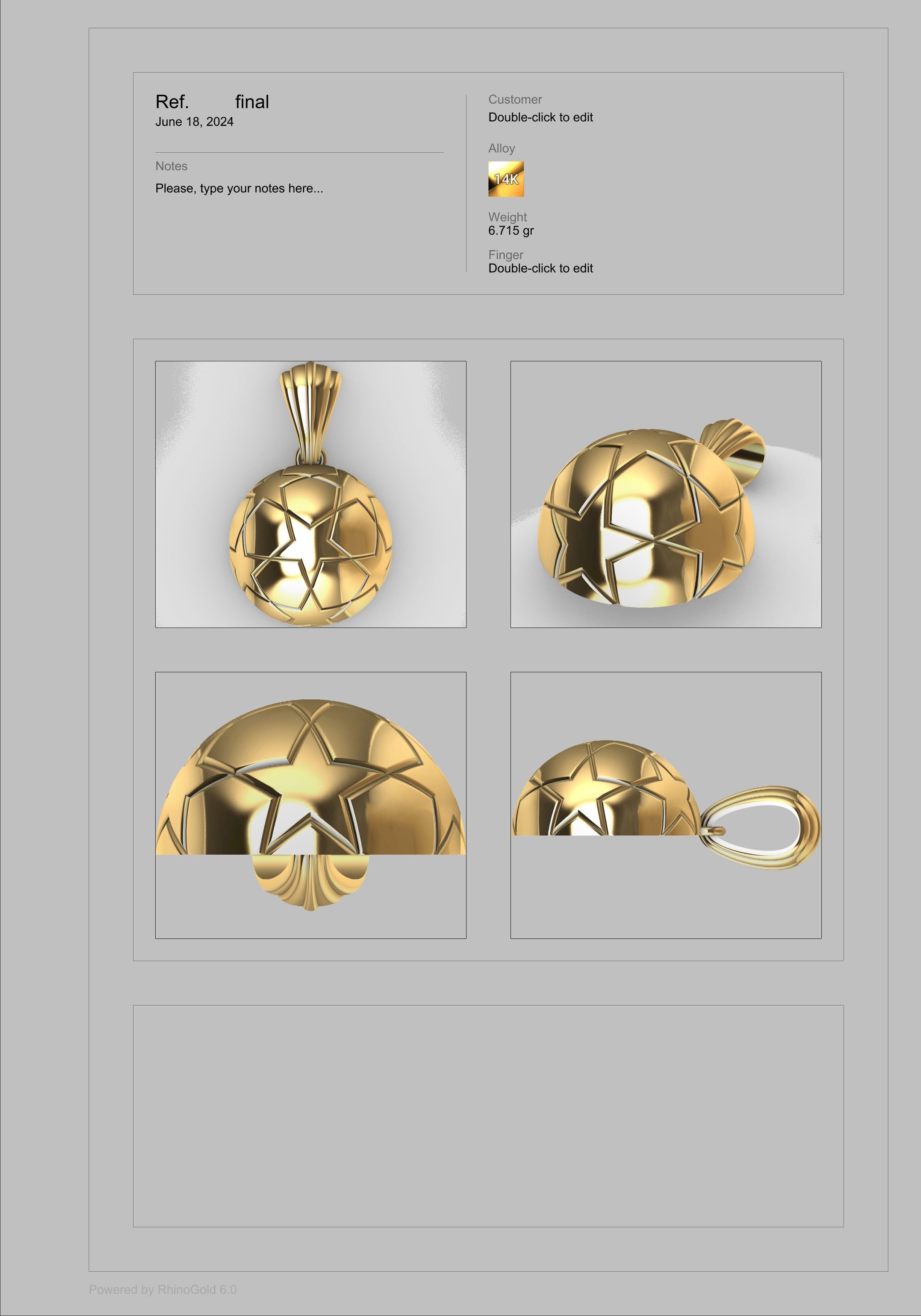 soccer ball Champions league star ball for finals Pendant 3D print model_12