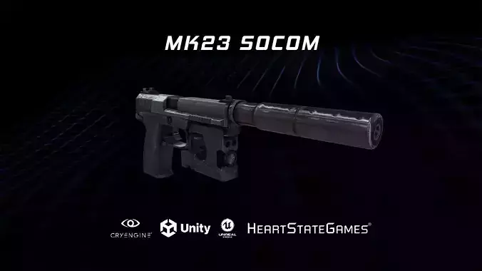 PISTOL 4 - SOCOM MK23 Pistol - 4K Game Ready Low-poly 3D model PISTOL 4 - SOCOM MK23 Pistol - 4K Game Ready Low-poly 3D model