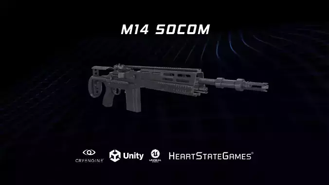 DMR 1 - M14 SOCOM Tactical Marksman Rifle - 4K Game Ready Low-poly 3D model DMR 1 - M14 SOCOM Tactical Marksman Rifle - 4K Game Ready Low-poly 3D model