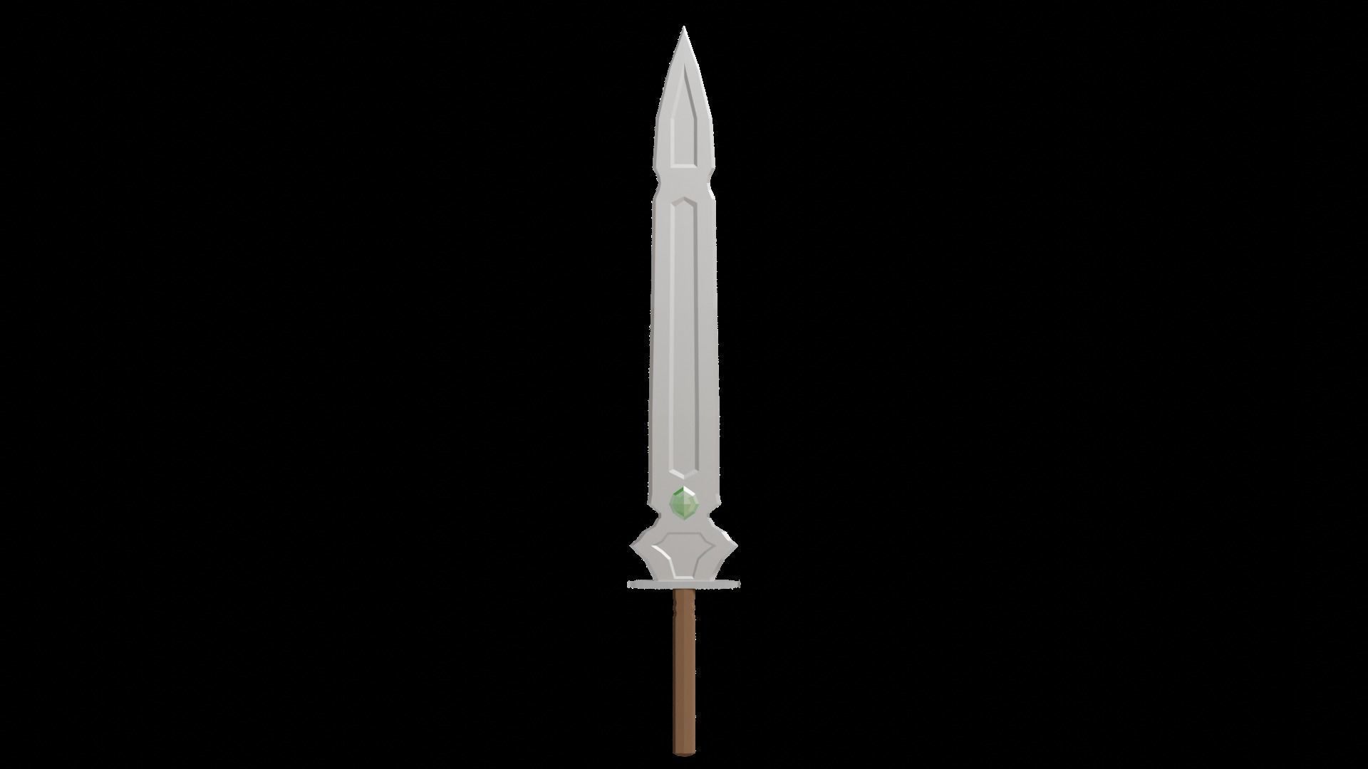 Gem Sword - PBR Game Ready - Easily Change Gem Color Low-poly 3D model_1