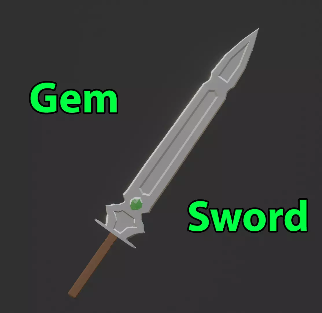Gem Sword - PBR Game Ready - Easily Change Gem Color Low-poly 3D model_0
