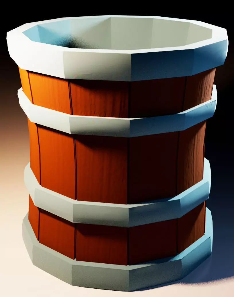 Wooden Mug 3D Low-Poly Prop 3D model_0