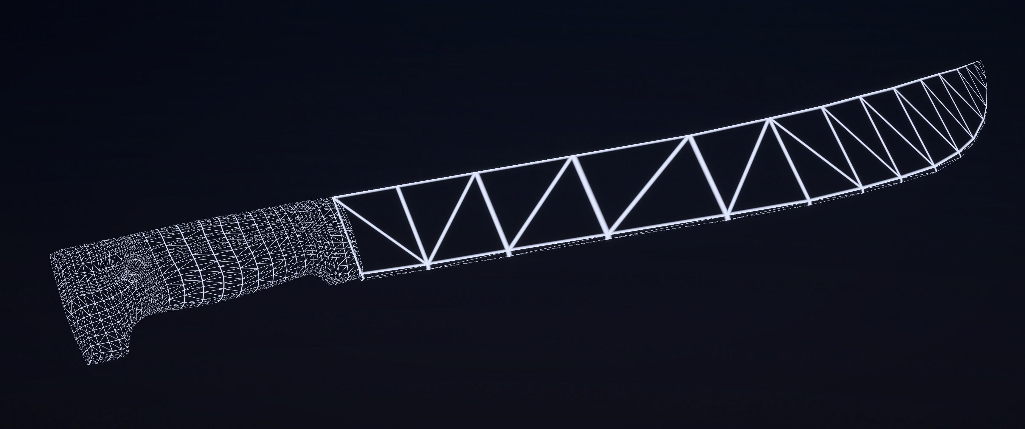 8k Rusty Machete - 5 Levels of Detail Low-poly 3D model_11