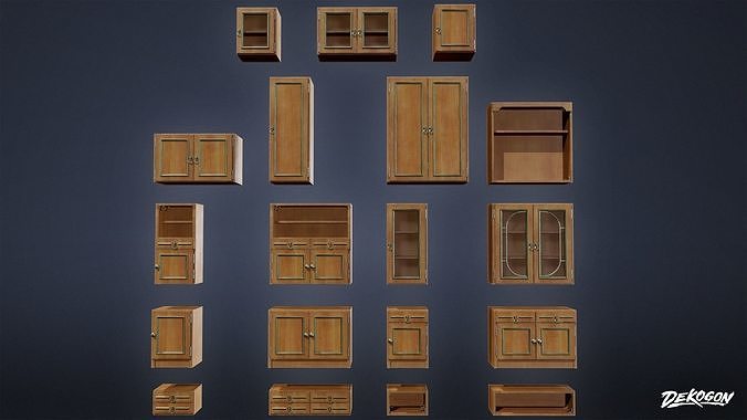 SUBURBS - Cabinet Set 03 - LOW POLY AND NANITE Low-poly 3D model