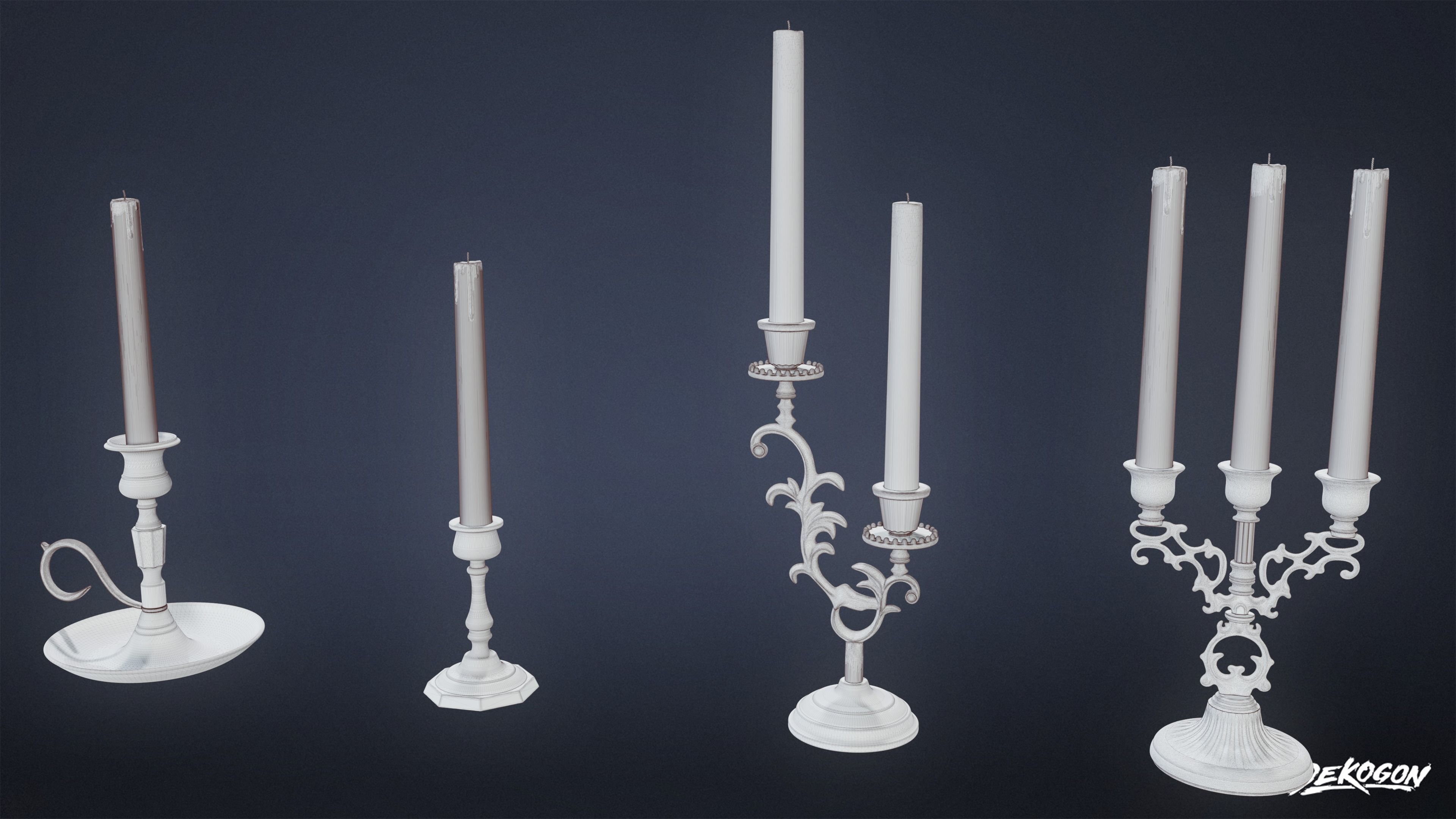 SUBURBS - Candle Set 01 - LOW POLY AND NANITE Low-poly 3D model_21