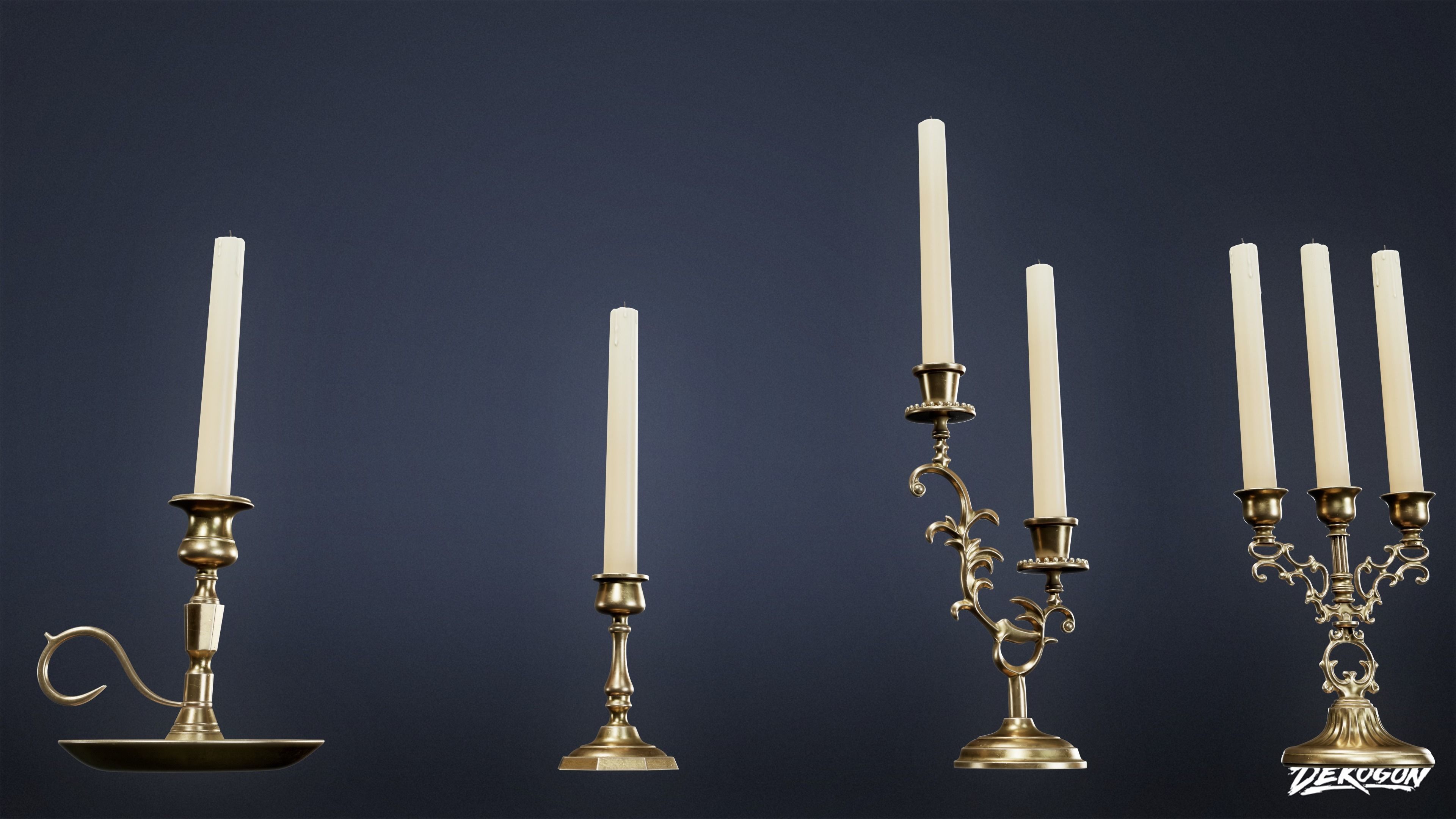 SUBURBS - Candle Set 01 - LOW POLY AND NANITE Low-poly 3D model_16