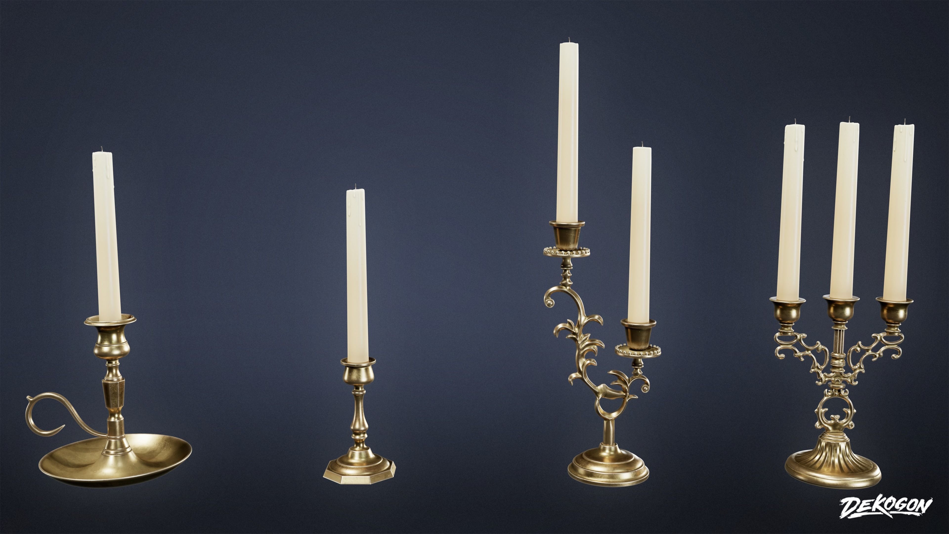 SUBURBS - Candle Set 01 - LOW POLY AND NANITE Low-poly 3D model_15