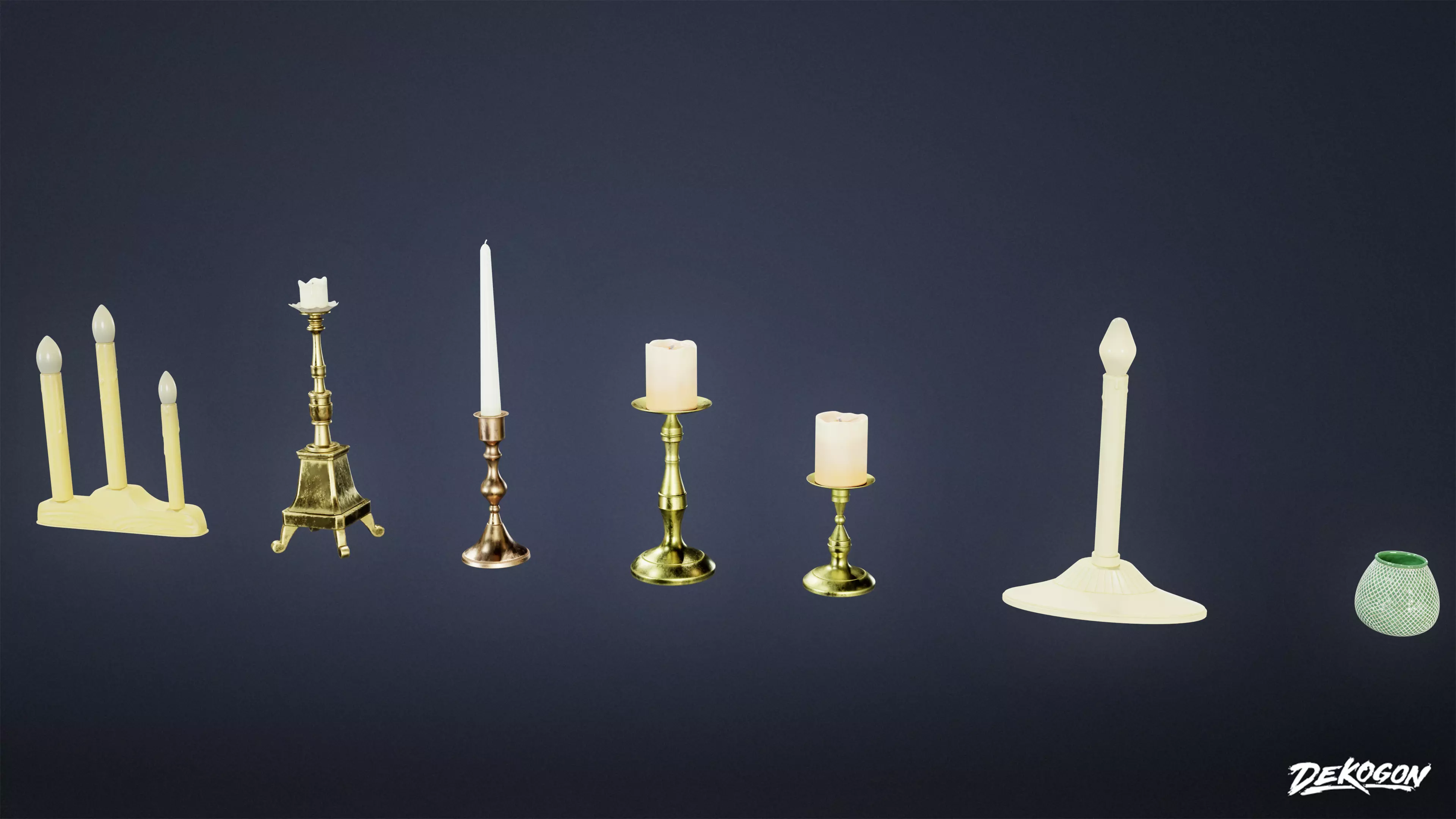 SUBURBS - Candle Set 01 - LOW POLY AND NANITE Low-poly 3D model_0