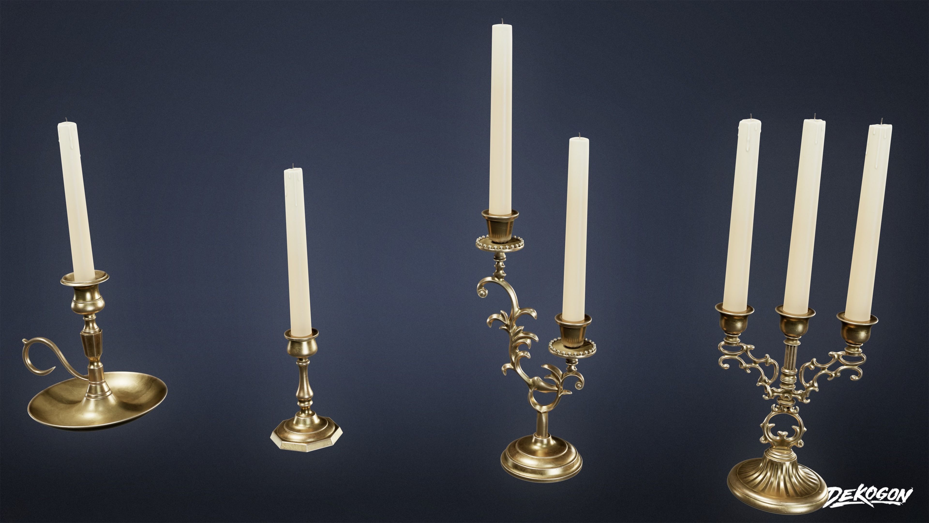 SUBURBS - Candle Set 01 - LOW POLY AND NANITE Low-poly 3D model_14