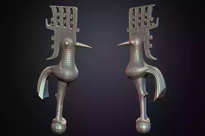 Ancient Shu Sanxingdui Sunbird Statue