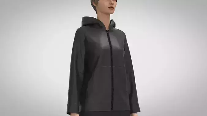 Leather Zip-up Hooded Jacket