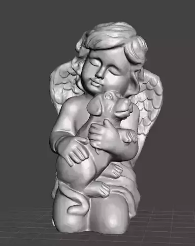 cherub holding puppy STATUE decoration