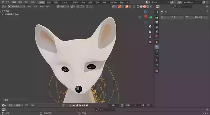 3D Cartoon-style Sculpture of a Characterful Fox 3D model