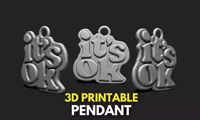 Phrase Pendant STL File for 3D Printing - Keychain - 3D Text 3D print model