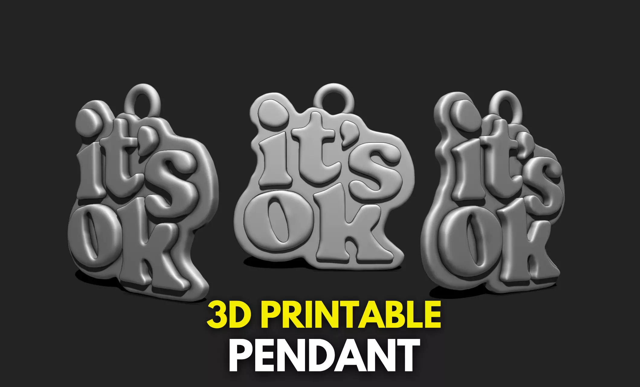 Phrase Pendant STL File for 3D Printing - Keychain - 3D Text 3D print model_0