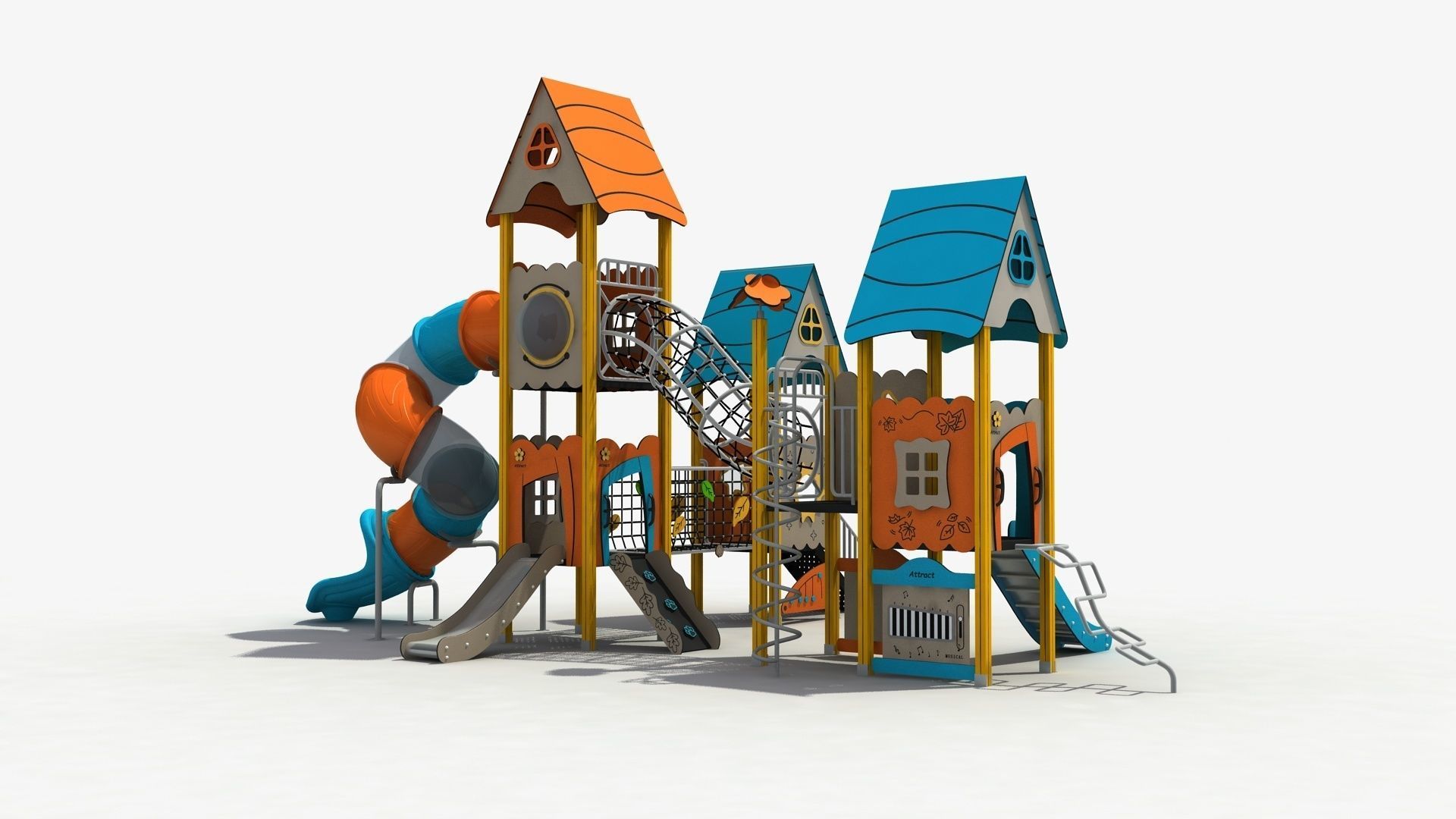 Cabin combination Playground Equipment 3D model_4