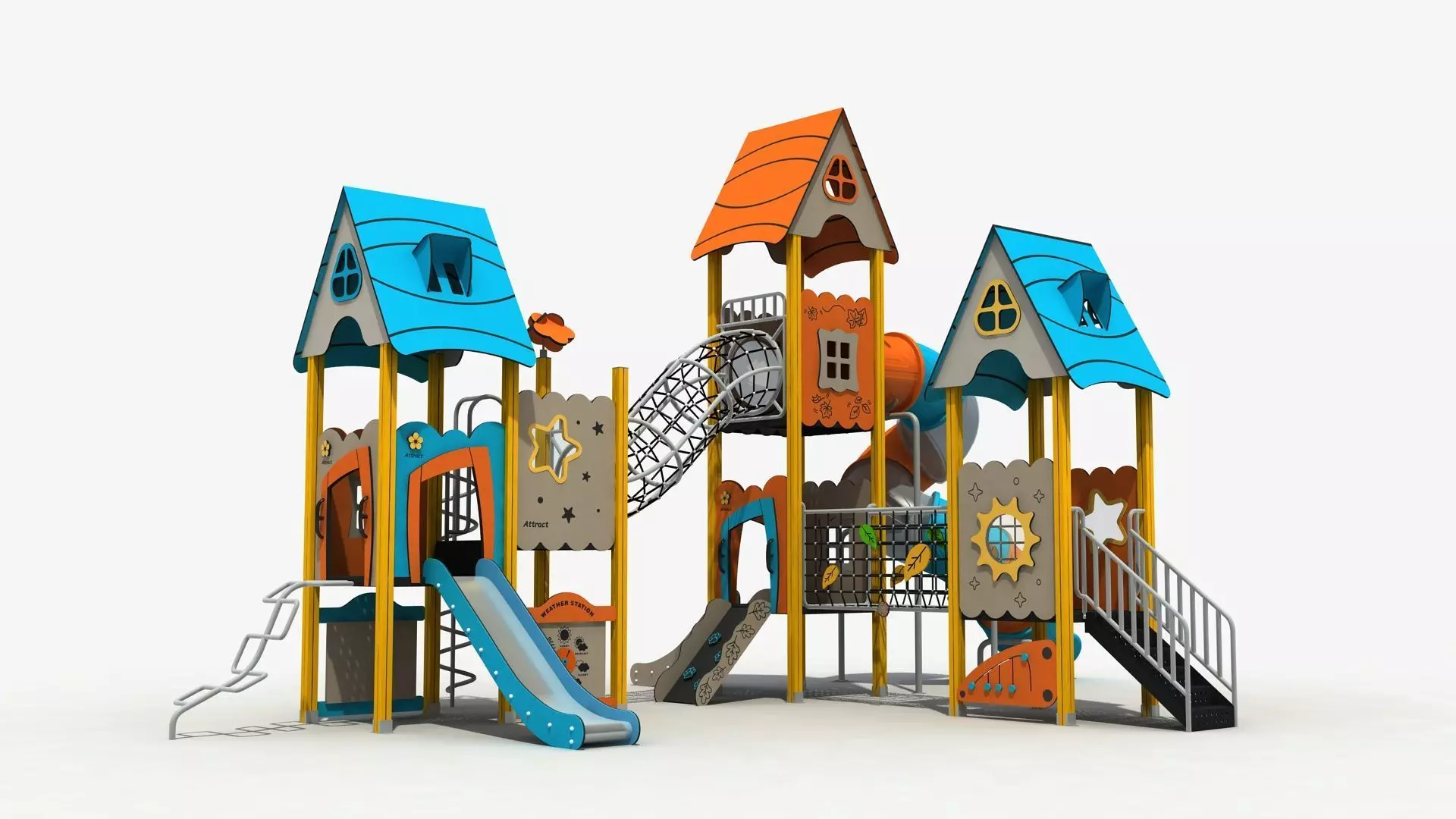 Cabin combination Playground Equipment 3D model_0