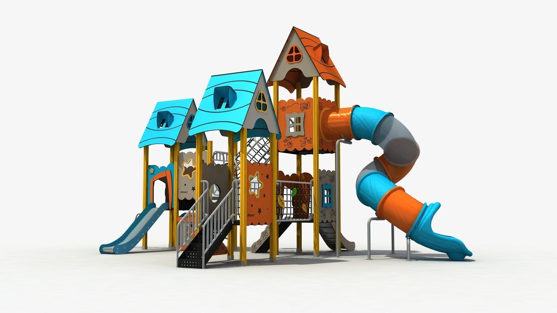 Cabin combination Playground Equipment 3D model_2