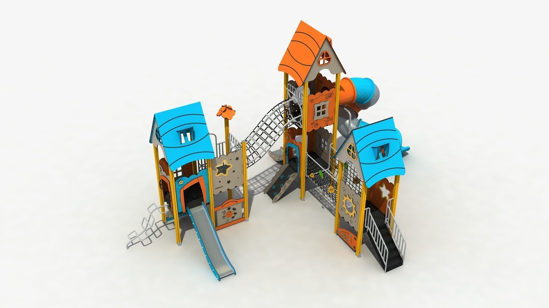 Cabin combination Playground Equipment 3D model_5