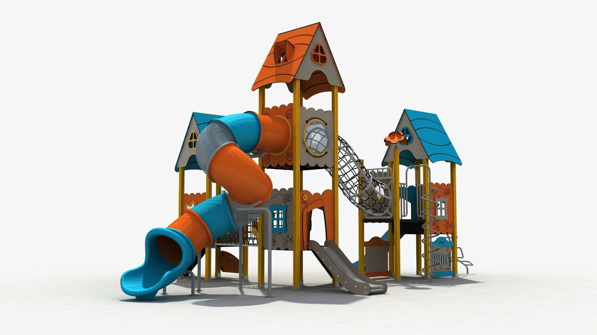 Cabin combination Playground Equipment 3D model_3